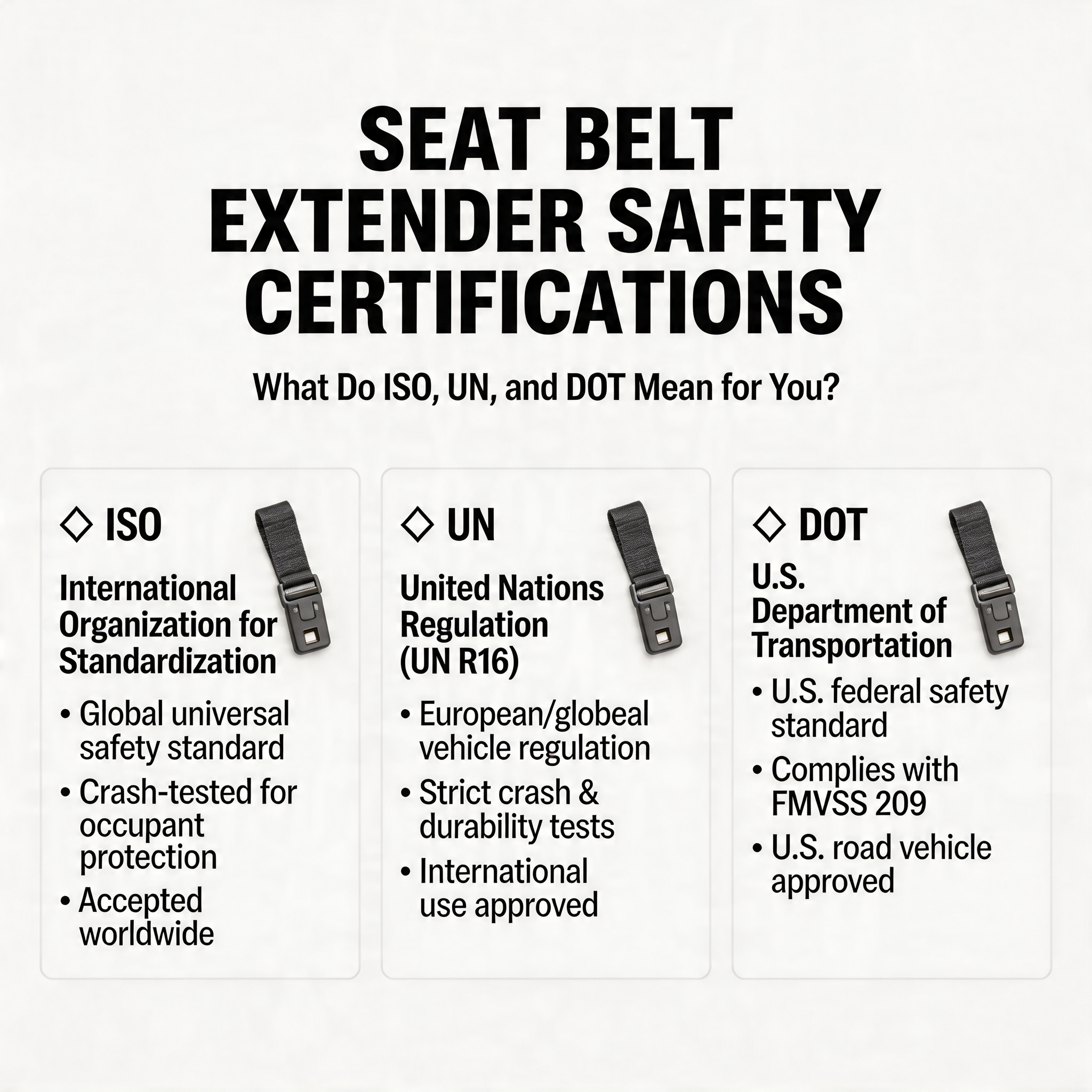 Seat Belt Extender Safety Certifications